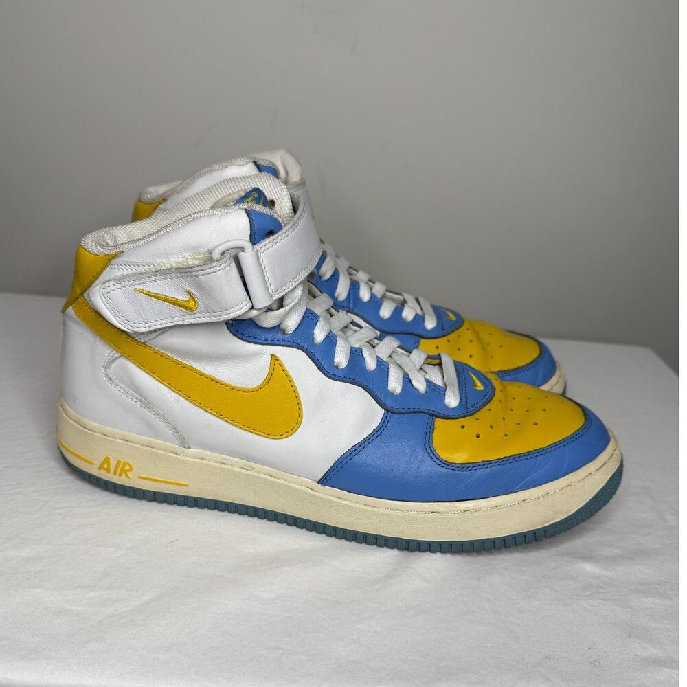 Nike Air Force 1 High Vintage White Blue Yellow | Men’s 11.5